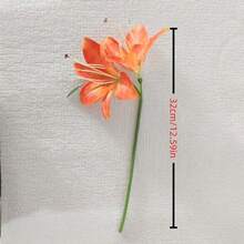6/1pc 32cm Artificial Shallow Orange Lily Flower, Silk Flower Decor For Home, Wedding, Birthday Party, Dining Table, Garden, Bridal Bouquet, Classroom Decoration - Orange - View 4