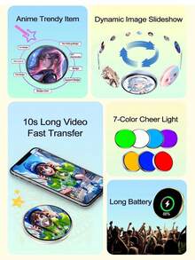 YAIUZGOO Smart Digital Display Badge, Connects To Phone, Supports Custom Photo And Video Upload, Electronic Brooch, Rechargeable Screen Brooch, Creative Personalized Accessory, Suitable For Bags, Backpacks, Clothing, Birthday And Valentine's Day Gifts - View 6