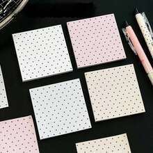 100 Sheets Polka Dot Solid Color Sticky Notes Random Colors, Ins Style Student Planner Office Memo Paper, 2 Books Highly Attractive Memo Pads Study Supplies - one-size - View 3