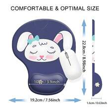 1pc Cute Bow Rabbit Cartoon Print Ergonomic Wrist Rest Mouse Pad With Slow Rebound Silicone Wrist Support, Fits Wrist Curve To Relieve Fatigue During Long Office Work And Study, Smooth Wear-Resistant Surface For Precise Mouse Movement, Non-Slip Silicone Base, Soft Sweet Cartoon Style Desktop Decor, Quality Office Accessory, Thoughtful Gift For Friends And Family - View 7