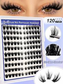 Segmented False Eyelashes With D-Curl Design, Specially Designed To Create "Cat Eye" Makeup Effect. These Single-Cluster Lashes Provide A Professional DIY Eyelash Extension Effect And Are Easy And Convenient To Wear, Allowing You To Easily Create A Charming Eye Makeup Look At Home. - D - View 3