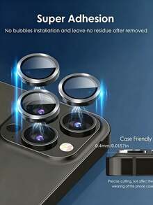 3pcs High Definition Camera Lens Protector Film Compatible With Iphone 18 Pro Max, Anti-Protrusion Design, Suitable For Smartphones, Birthday Gift, For Family And Friends, Alloy Metal With Tempered Glass Full Coverage, Lens Protector, Phone Accessories, Waterproof, Shockproof, Anti-Drop, Anti-Scratch, Anti-Fingerprint - Black - View 8