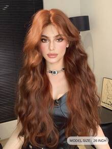 alicegarden Wig Lace Depan Dahi 26 Inci dengan Gaya Bergelombang Alami dalam Warna Redwood yang Menakjubkan. Desain Belahan Tengah, Rambut Palsu Ini Sempurna untuk Pesta Sehari-hari dan Cosplay, Menawarkan Wig Alami dan Tahan Lama sebagai Hadiah untuk Para Wanita. - Redwood - View 2