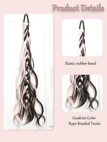Synthetic Braid Ponytail Messy Double Fried Dough Twists Braid Tipping Atmosphere Silk Braided Colorful Boxing Braid Suitable Fo - Multicolor - View 4