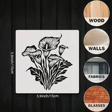 1pc Calla Lily Pattern Hollow Stencil, Creative Plant Design, Reusable Washable Painting Template For Wall, Furniture, Crafts, Textiles And DIY Painting Spraying - Sets - View 3