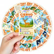 36Pcs Spanish Animal Game Flash Cards, Colorful Cartoon Wildlife Educational Cards, Spanish Language Learning Animal Flashcards For Kids, Preschool Teaching, Homeschool, Family Party Game - Multicolor - View 8