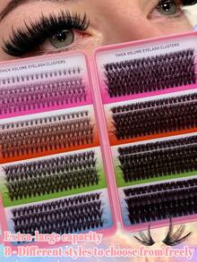 624 Cluster D Roll Large Capacity False Eyelashes, Naturally Thick Eyelash Clusters, Super Soft Individual Lashes, Delicate Cluster Lashes, 10D-100D Fluffy Lashes, Single Cluster Lashes, Soft And Lightweight, DIY Extensions, Halloween - D - View 2