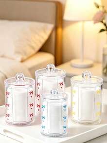 The Bow-Adorned Cotton Pad Storage Box Is Perfect For Organizing Beauty Supplies Or Displaying Items On Your Desk. With Its Transparent Design, It Makes An Excellent Gift For Women For Christmas, Halloween, Or Thanksgiving. - Multicolor - View 6