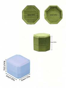 1pc Velvet Ring Box, Octagonal 3-Slot Ring Box, Wedding Ceremony Ring Box, Multiple Ring Storage Box, Suitable For Engagement Rings - Multicolor - View 8
