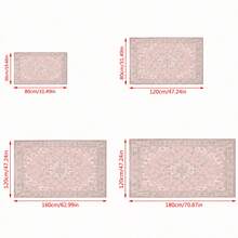 1pc Soft Pink Vintage Floral Pattern Printed Low Pile Carpet, Anti-Slip Anti-Stain Washable, Acetate Bonded Printed Rug Mat, Suitable For Living Room, Entrance, Bedside, Game Room, Home Decor, Room Decoration - Multicolor - View 5