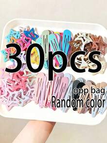 60/30/2pcs Star & Teardrop Snap Hair Clips, Cute Colorful Metal Hair Clips For Women, Non-Slip, Suitable For Fine & Thick Hair, Styling Accessory - Multicolor - View 11