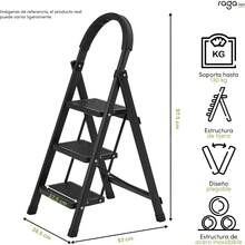 Escalera De Tijera De 3 PeldañOs, Escalera Tubular, Escalera Plegable Hecha De Acero Inoxidable, Escalones Y Patas Antideslizantes, Altura 111cm Color Blanco (3 PeldañOs) - Negro - Ver 11