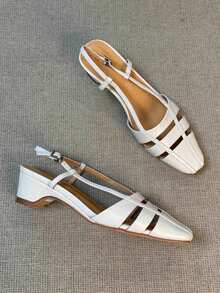 2026 New French Style Purple Pointed Toe Mid Heel Shoes, Women's Commuter Work Shoes, Spring/Autumn,Chunky Heels - Beige - View 11