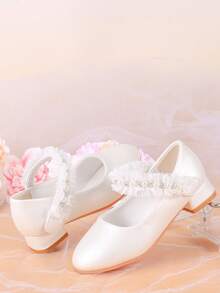 Girls White High Heel Pumps, Dress Shoes For Performance, Princess Shoes For Kids - White - View 7