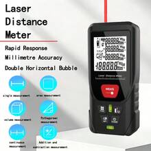 High Precision Laser Distance Meter, Dual Level Bubble, Meter/Inch Switch, Multiple Measurement Modes, Suitable For Construction And Home Renovation (Battery Not Included) - Red Light - View 2