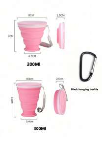 6.09oz Outdoor Silicone Collapsible Cup With Carabiner, Creative Portable Retractable Cup For Rinsing, Suitable For Travel, Outdoor Sports, Foldable Rinse Cup With Lid And Cover, Leak-Proof Portable Collapsible Cup For Hiking, Camping - Multicolor - View 5