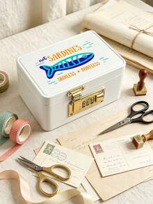 Jewelry Organizer With Sardine Pattern, Jewelry Box With Combination Lock, Hair Accessory Storage Case. Portable Card Storage Box, Daily Miscellaneous Storage, Suitable For Travel, Dorm, Home, Office, Birthday Gift, Halloween Christmas Gift - Multicolor - View 4