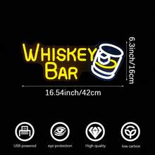1-Piece Whiskey Bar LED Neon Sign With USB Power Cable, Clear PS ...