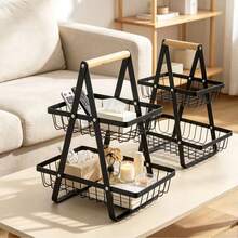 3-Tier Storage Basket, Rust-Proof Countertop Organizer, Elegant Minimalist Design; Suitable For Bathroom, Kitchen, Living Room, Storage Room, Bedroom, Hotel, Gathering And Party - Multicolor - View 4
