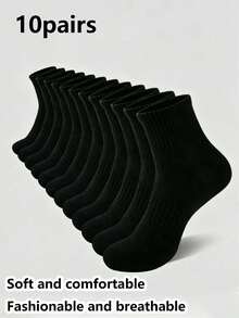 Men's Crew Socks, Black Ribbed Design, Soft Breathable Moisture Wicking Business Casual Socks For Office, Work & Everyday Wear - Black - View 8