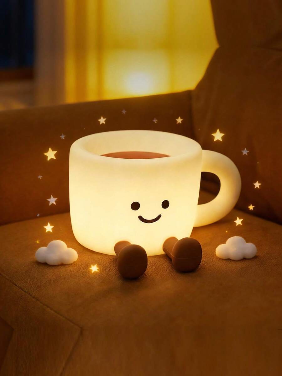 Cute Coffee Cup Night Light - 3 Brightness Levels And Touch Control 7 Colors, Silicone Lamp With 30-Minute Timer, USB Rechargeable - Soft Light And Design For Room, Creative Gift - Multicolor - View 1