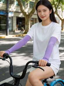1 Pair Summer Outdoor Sun Protection Ice Silk Arm Sleeves, Anti-Slip Elastic Fishing Arm Warmers - A - View 7