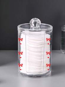The Bow-Adorned Cotton Pad Storage Box Is Perfect For Organizing Beauty Supplies Or Displaying Items On Your Desk. With Its Transparent Design, It Makes An Excellent Gift For Women For Christmas, Halloween, Or Thanksgiving. - Multicolor - View 14