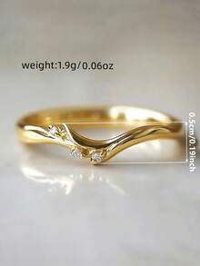 1件優雅立方鋯石戒指，女士婚禮訂婚派對珠寶，情人節禮物 - 金黃色 - 查看 9