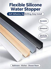 Flexible Silicone Water Barrier Strip For Bathroom Shower Floor, Self-Adhesive No-Drill Water Dam For Dry-Wet Separation - Multicolor - View 2