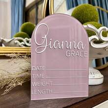 Personalized Custom Text Acrylic Nameplate, Engraved Round Arch Acrylic Name Decor, Custom Desktop Ornament, Suitable For Wedding, Birthday, Party Table Display, Photo Props, Ideal Housewarming Holiday Gift - Multicolor 3 - View 4