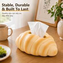 1pc Realistic Bread-Shaped Tissue Box, Fun Pretzel/Toast Design, Fits 4.3 X 3.1 Inch Tissues, Desktop Tissue Storage Box, Suitable For Living Room, Bedroom, Kitchen, Office, Cafe And Bakery, Creative Food-Themed Home Decor Ornament - Multicolor - View 6