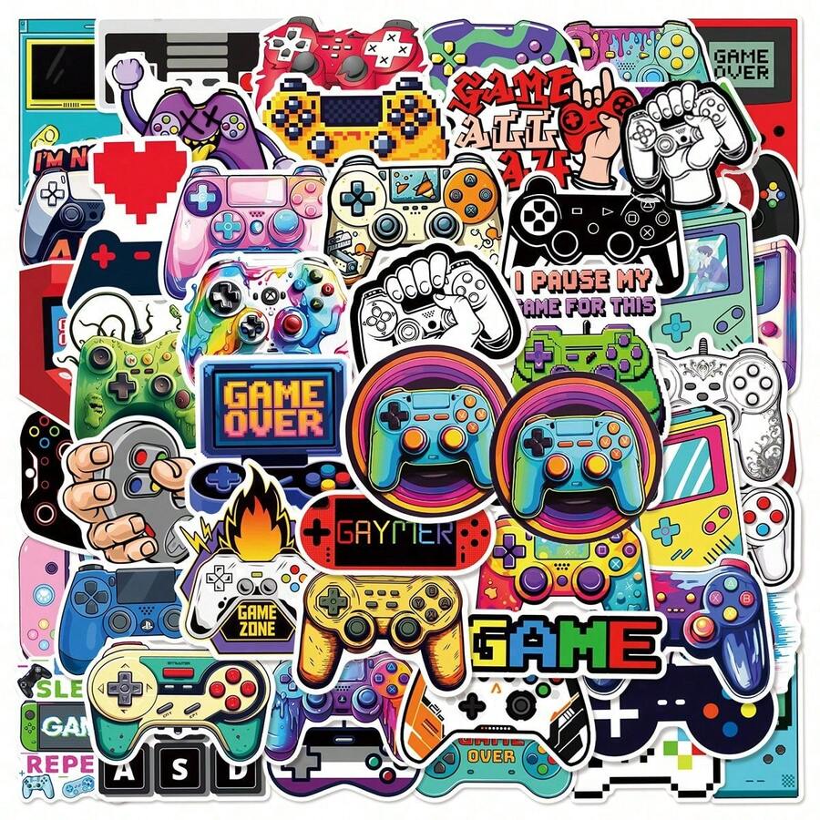 DAFENNI 50pcs Matte Video Game Controller Aesthetic Stickers - Colorful Gamer Decals For Plastic, Glass, Metal & Irregular Phone Cases, Laptops, Water Bottles, Scrapbooking & Journaling - Unique DIY Decorative Sticker Pack - Multicolor - View 1