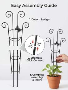 Portable Plant Stem Support Rack, Stackable Iron Space-Saving Climbing Frame, Lightweight Flower Stand For Indoor Plants, Suitable For Women, Windowsill, Room, Bedroom, Home Garden Decoration, Flower Pot Accessories, Indoor Flower Pot - One Size - View 7