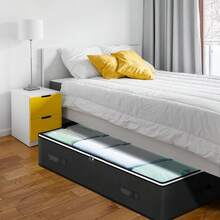 Under-Bed Storage Bag With Clear Window, 15cm Slim Quilt Organizer, Dustproof Zippered Bedding Bag With Handles - View 3