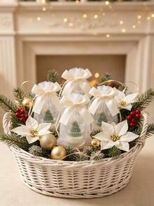 Christmas Tree Shaped Ribbed Glass Candle Set (Candle + Gift Bag) – Festive Scented Aroma Candle, Holiday Tabletop Decor For Living Room, Office, Party, Halloween, Christmas & New Year Surprise Gift - Exquisite Gift Version - View 3