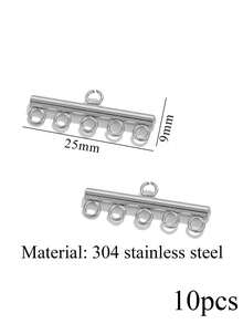 10 Per Pack Stainless Steel Multi-Layer Chain Clasp Connectors DIY Jewelry Accessories Connectors - Silver - View 7