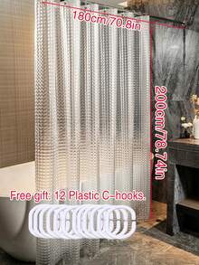 3D Holographic Cat Eye Shower Curtain, Transparent Aesthetic, Privacy Protection, Modern Design, Suitable For B&B, Hotel Bathrooms - Clear - View 14