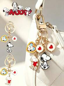 Hasbro SNOOPY (مجموعة من 12/8/4/2/1) سلسلة مفاتيح سبيكة كرتونية لطيفة Snoopy – هدية للأزواج الطلاب، تعليقة حقيبة، حلقة مفاتيح، تعليقة حقيبة ظهر - متعدد الألوان - مشاهدة 1