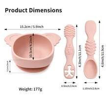3pcs Silicone Tableware Set, Includes 1 Koala Bowl And 2 Spoons, For Baby Daily Feeding And Self Feeding Training, Nice Gift Option - Multicolor - View 4