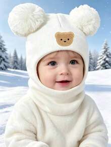 1pc Knit Hat & Scarf Set, Warm Beanie With Neck Warmer For Autumn/Winter - Bear - View 3