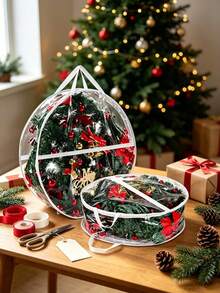 Christmas Transparent Home Storage Organizer Foldable Storage Bag With Zipper And Handles, Christmas Party And All-Season Home Decor Storage - Clear - View 7