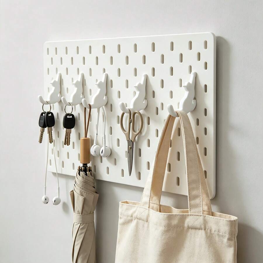 2/6pcs Cat Pegboard Hooks, Compatible With Desk Clip Pegboard, Creative 3D Printed Hooks For Study Room Entryway Storage, Key Earphone Small Item Organizer - Multicolor - View 1