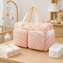 New Quilted Mommy Bag, Handheld Tote With Multiple Pockets, Maternity & Baby Organizer Bag For Short Trips, Stroller Outings And Hospital Bag - Multicolor - View 6