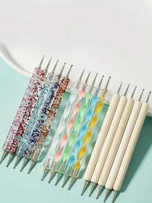 15Pcs Nail Art Dotting Pen Set, Double Ended Dotting Tools, Multi Size Heads For Nail Dot Pattern Drawing - Multicolor - View 2