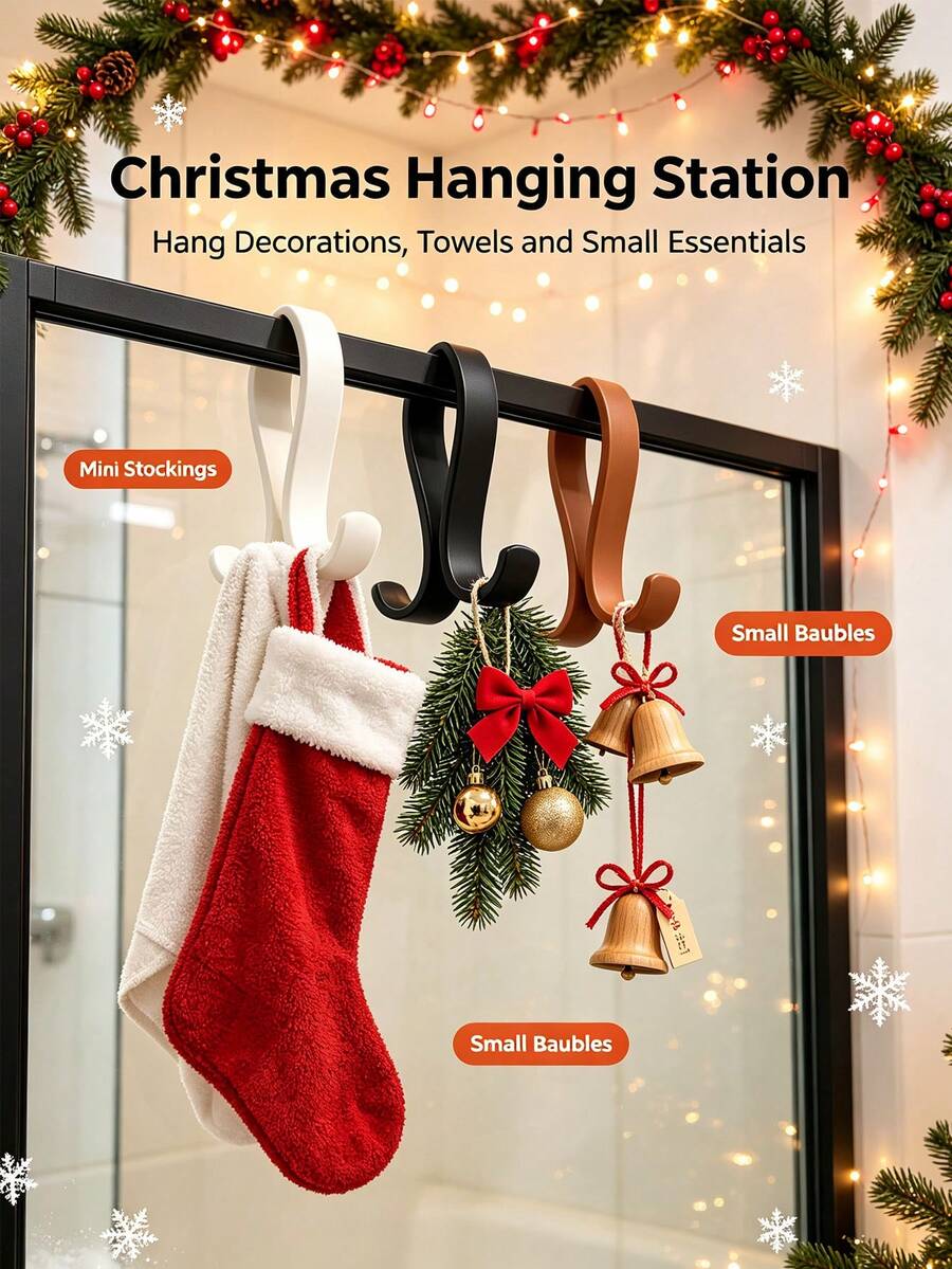 3/1pc Double-Sided Shower Door Hook, Bathroom Storage Rack, Suitable For Towels, Bath Balls, Underwear, Bath Brushes - Multicolor - View 1