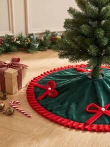 Christmas Tree Skirt - Festive Holiday Decoration For Small Christmas Trees, Christmas Tree Skirt, Velvet Holiday Tree Skirt, Red And Green Felt With Classic Design Reliable And Durable - Christmas - View 8