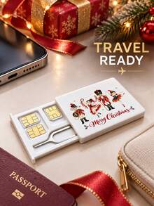 New Christmas Nutcracker Pattern SIM Card Storage Box, Comes With Card Ejector Pin; Compact And Portable; Shockproof; Secure Storage For SIM Cards And TF Cards; Mobile And Digital Accessories, Christmas Essential, Christmas Gift, Small Gift Decoration, Perfect Gift For Family, Friends, And Loved Ones - Multicolor - View 7