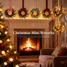 1pc Christmas Mini Wreath, Small Artificial Pine Tree Decor Ring Set With Bow And Berries, Holiday Door And Window Decoration, Indoor And Outdoor Hanging Decor - Multicolor - View 3
