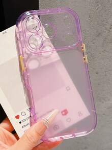 Y2K 簡約可愛啞光透明手鍊掛繩手機殼，相容 iPhone 18 Pro Max 18 Pro 17 Pro Max 17 Pro 17 16 Pro Max 16 Pro 16 15 Pro Max 15 Pro 14 Pro Max 14 PLUS 14 13 12，鏡頭保護軟背殼 - 紫色磨砂透明 - 查看 3