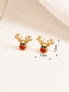 1 Pasang Anting Tusuk Rusa Natal Kecil Lucu Berenamel Modis, Kreatif, Serbaguna, Cocok untuk Pemakaian Sehari-hari untuk Wanita - MultiWarna - View 5